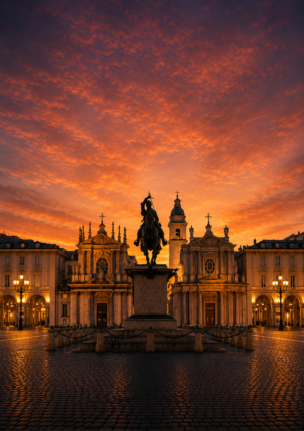 Piazza San Carlo, Torino, al tramonto